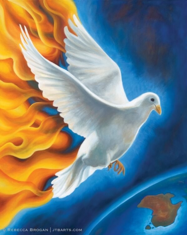 Holy Spirit dove descending in revival fire on the earth like Pentecost. Acts 2, 2 Chronicles 7:14.