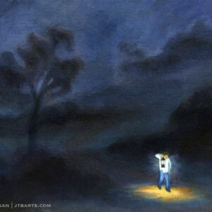 Lamp to my feet, light for my path. Psalm 119:105 artwork illustration.