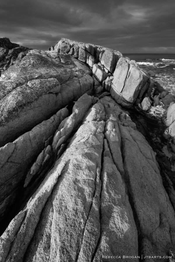 Friendly Beaches Passing Storm Freycinet National Park Tasmania black and white