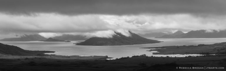 Mt. Solitary Enshrouded in Cloud Panorama (Lake Pedder from Mt. Eliza ...