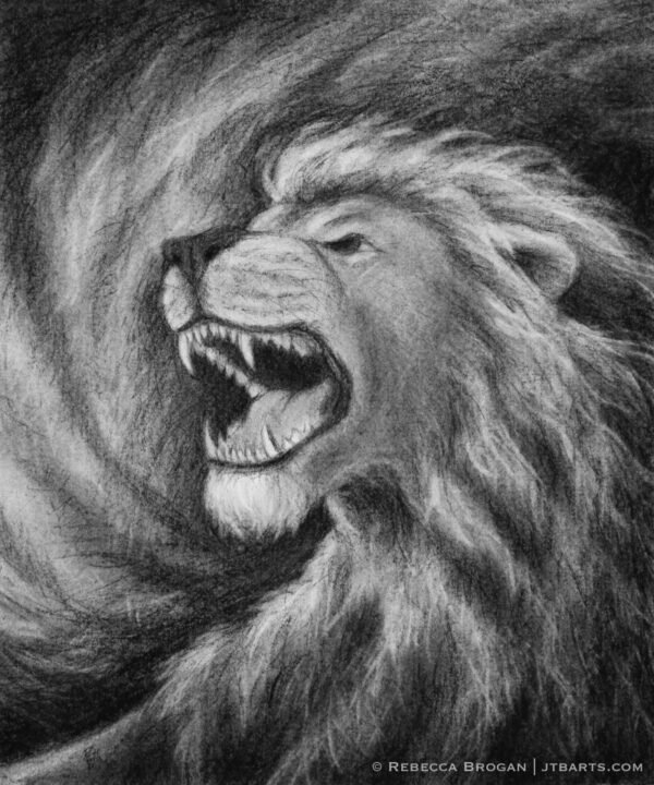 Lion of Judah roaring Christian artwork.