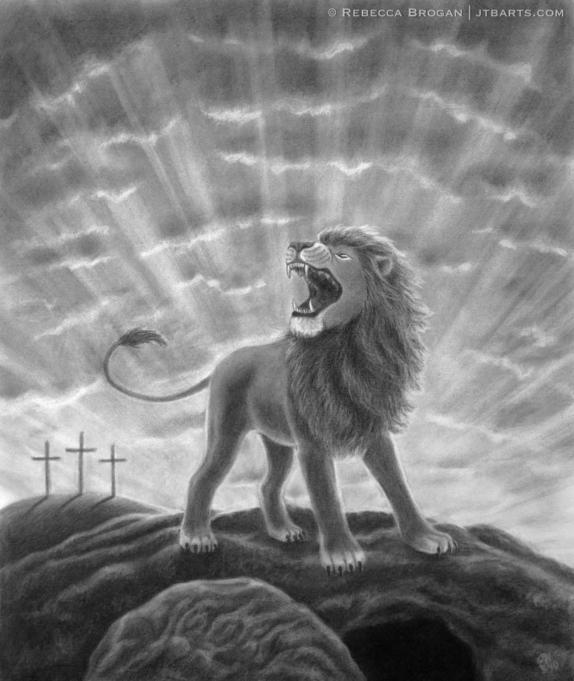 Lion of Judah Roaring Christian artwork. The lion of the tribe of Judah roaring.